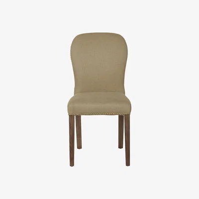 OKA Stafford Linen Dining Chair - Wild Oats Wide Herringbone