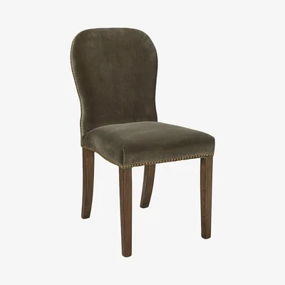 OKA Stafford Velvet Dining Chair - Truffle
