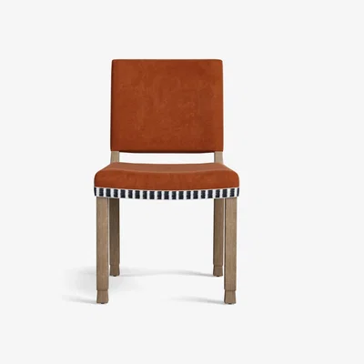 OKA Abbey Velvet Dining Chair - Dirty Orange