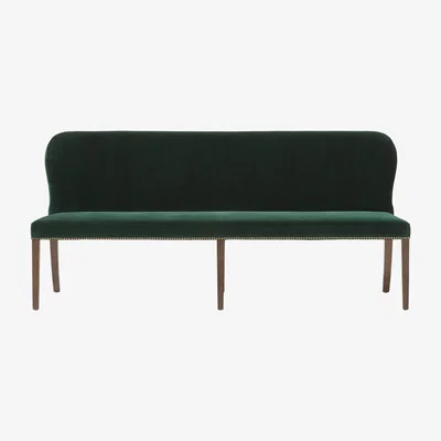 OKA Stafford Velvet Dining Bench - Midnight Green