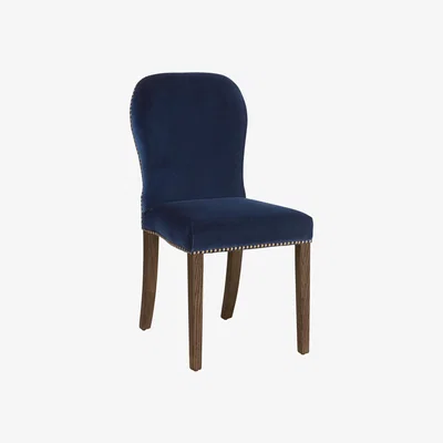 OKA OKA, Stafford Velvet Chair - Perfect Navy, Dining Chairs, Velvet, Plain