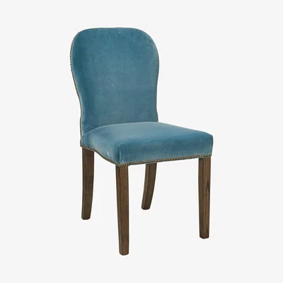 OKA Stafford Velvet Dining Chair - Air Force Blue