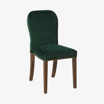 OKA Stafford Velvet Dining Chair - Midnight Green