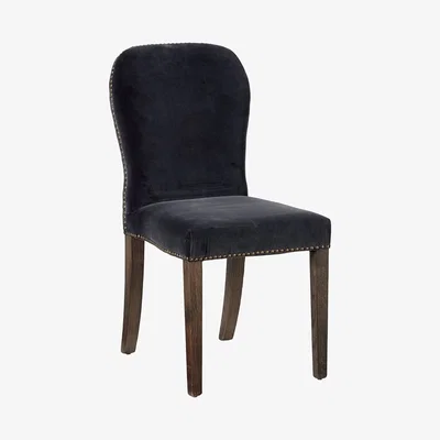 OKA Stafford Velvet Chair - Charcoal