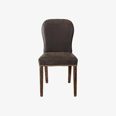 OKA OKA, Stafford Leather Dining Chair - Aged Truffle, Dining Chairs, Leather, Plain