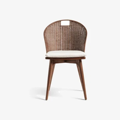 OKA OKA, Panela Rattan Dining Chair - Chestnut, Dining Chairs, Metal/Wood
