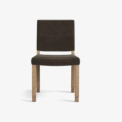 OKA Abbey Velvet Dining Chair - Truffle