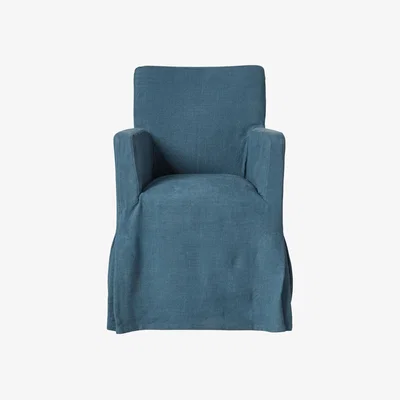 OKA OKA, Loose Cover For Atherton Dining Chair - Cerulean, Loose Covers, Linen