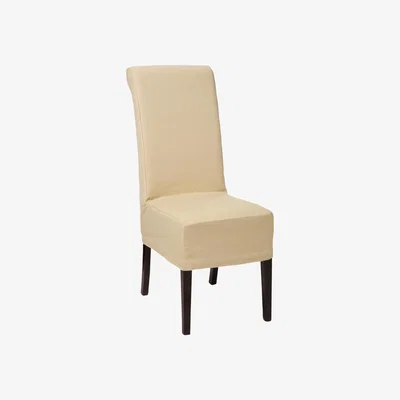 OKA Echo Dining Chair - Dark Wood and Cotton Slip Cover - Oatmeal