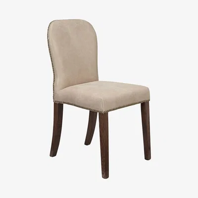 OKA Stafford Leather Dining Chair - China Clay