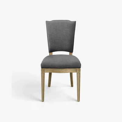 OKA OKA, Camaret Dining Chair - Elephant Grey, Dining Chairs, Linen/Oak Wood