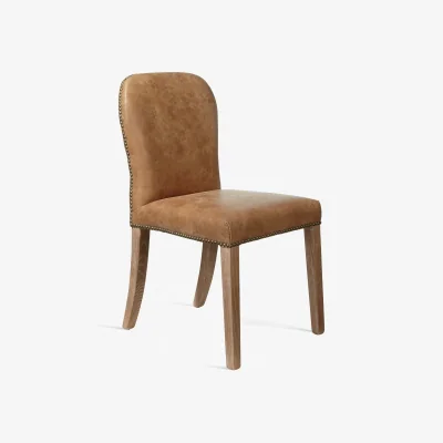OKA OKA, Stafford Leather Dining Chair - Aged Tobacco - Set of Four, BAO Bundle