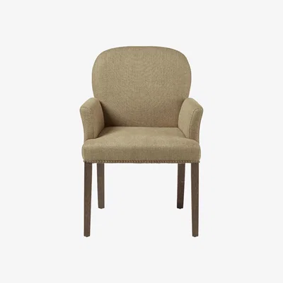 OKA Stafford Linen Dining Chair with Arms - Wild Oats Wide Herringbone