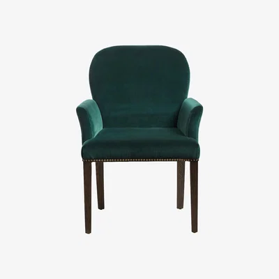 OKA Stafford Dining Chair With Arms - Midnight Green
