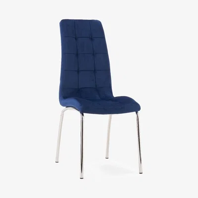 Oak&More Calgary Blue Velvet Dining Chairs - Blue, 2 Chairs