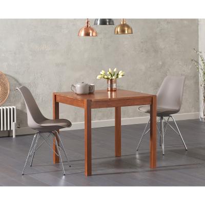 Oak&More Oxford 80cm Solid Dark Oak Dining Table with Celine Chrome Leg Chairs