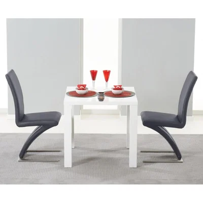 Oak&More Atlanta 80cm White High Gloss Dining Table with Hampstead Z Chairs