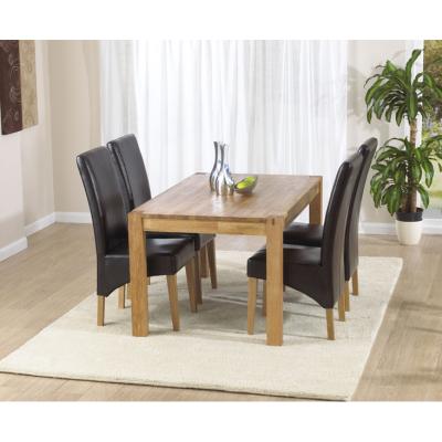 Oak&More Verona 120cm Solid Oak Dining Table with Cannes Chairs