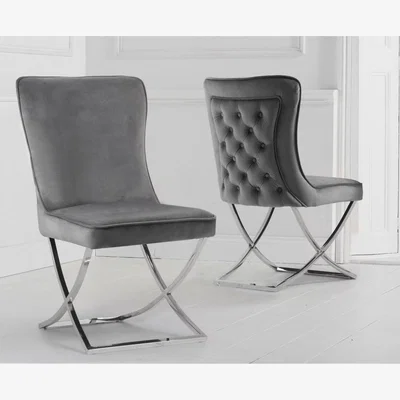 Oak&More Lorenzo Grey Velvet Dining Chairs