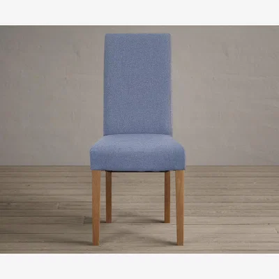 Oak&More Scroll Back Blue Fabric Dining Chairs