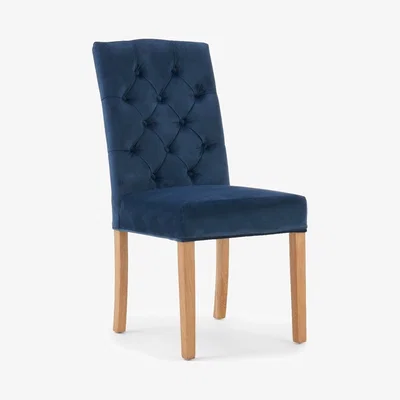 Oak&More Claudia Blue Velvet Dining Chairs - Blue, 2 Chairs