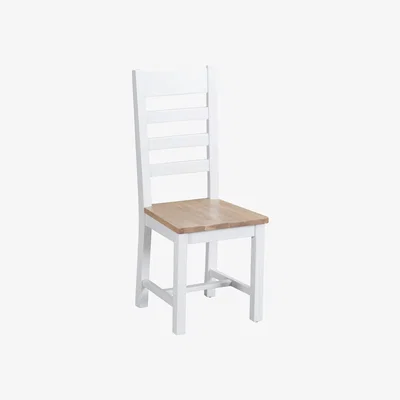 Oak&More Eden Oak and White Ladder Back Dining Chairs - Oak and White, 2 Chairs