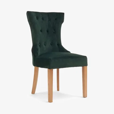 Oak&More Camille Green Velvet Dining Chairs - Green, 2 Chairs