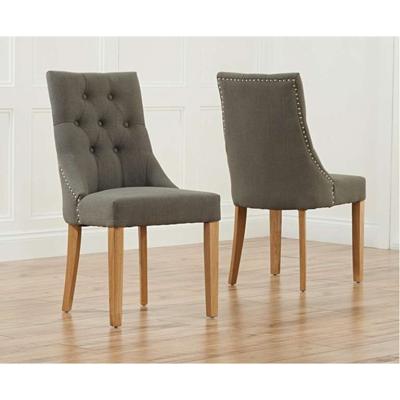 Oak&More Pacific Grey Fabric Oak Leg Dining Chairs - Grey