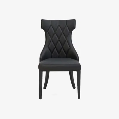 Oak&More Freya Black Faux Leather Dining Chairs - Black, 2 Chairs