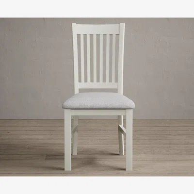 Oak&More Warwick Signal White Dining Chairs with Light Grey Fabric Seat Pad