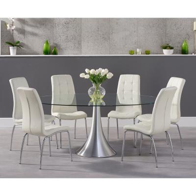 Oak&More Paloma 180cm Oval Glass Dining Table with 6 Calgary Chairs