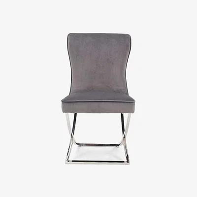 Oak&More Ex-display Set of TWO Giovanni Grey Velvet Dining Chairs