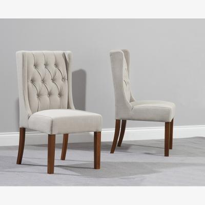 Oak&More Darcy Cream Fabric Dark Oak Leg Dining Chairs