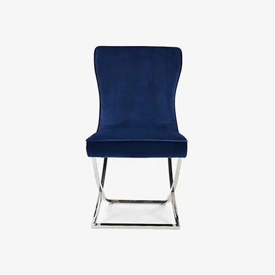 Oak&More Ex-display Set of FOUR Giovanni Blue Velvet Dining Chairs