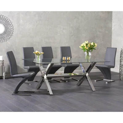Oak&More Renzo 200cm Glass Dining Table with Hampstead Z Chairs