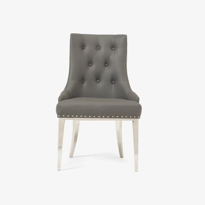 Oak&More Talia Grey Faux Leather Dining Chairs - Grey, 2 Chairs