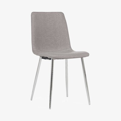 Oak&More Helsinki Grey Fabric and Chrome Dining Chairs