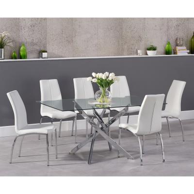 Oak&More Denver 160cm Glass Dining Table with Cavello Chairs