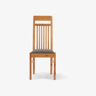 Oak&More Ex-display Set of TWO Monaco Solid Oak and Grey Chairs
