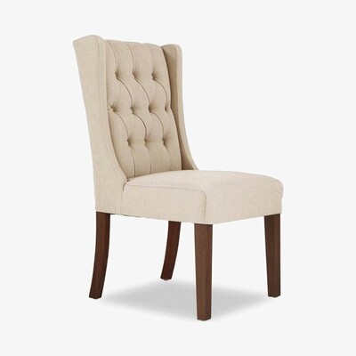 Oak&More Safia Beige Fabric Dark Oak Leg Dining Chairs