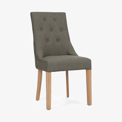 Oak&More Pacific Grey Fabric Oak Leg Dining Chairs