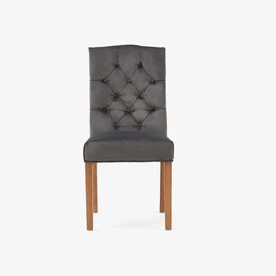 Oak&More Ex-display Set of TWO Claudia Grey Velvet Dining Chairs