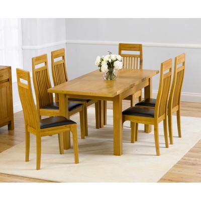 Oak&More Normandy 120cm Solid Oak Extending Dining Table with Monaco Chairs