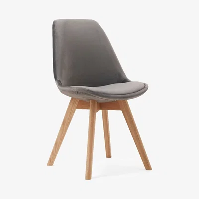 Oak&More Duke Grey Velvet Dining Chairs - Grey, 2 Chairs