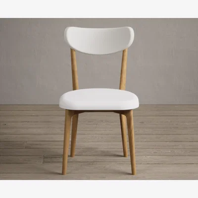 Oak&More Nordic White Faux Leather Dining Chairs