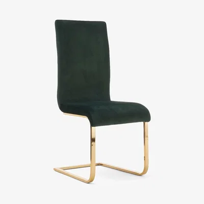 Oak&More Malaga Green Velvet Gold Leg Dining Chairs - Green, 2 Chairs