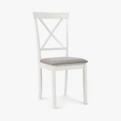 Oak&More Epsom White Dining Chairs with Fabric Seats - Oak and White, 2 Chairs
