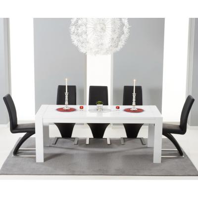 Oak&More Venice 200cm White High Gloss Extending Dining Table with Hampstead Z Chairs