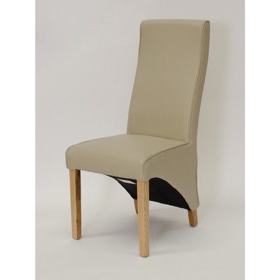 Oak&More Emperor Bonded Leather Ivory White Wave Back Dining Chairs