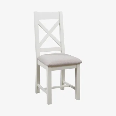Oak&More Lulworth Ivory Cross Back Chair with Fabric Seat